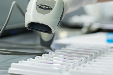 Thessaloniki, Greece- March 3, 2015: Medical tools in Microbiology - Biochemical Laboratory and the National Reference Center for Mycobacteria in Greece.の写真素材