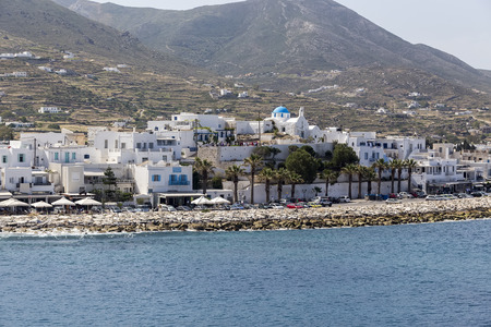 Paros, Greece- May 17, 2015: Picturesque of Island of Paros view from the ship in Paros Island, Cyclades, Greece.のeditorial素材