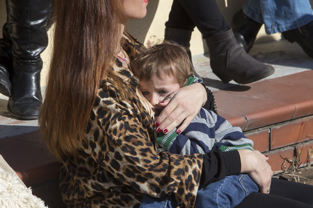 Thessaloniki, Greece, November 1 2015: Mother breastfeeding her baby on the 6th Nationwide public breastfeeding in celebration of World Breastfeeding Weekのeditorial素材