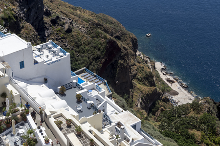 Santorini island landscape of famous Fira village, Greeceの写真素材