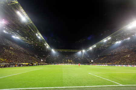 Dortmund, Germany- December 10, 2015: Interior view of the full Signal Iduna Park Stadium during the match UEFA Europa League match between PAOK vs Borussia Dortmundのeditorial素材