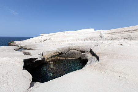 Sarakiniko beach, in Milos island, Cyclades, Greeceの写真素材