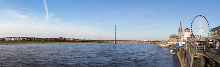 Duesseldorf panorama with river Rhein (Rhine), Germanyの写真素材