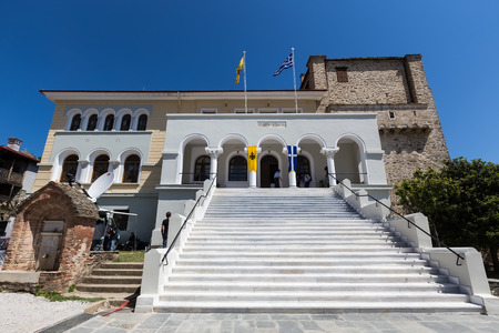 Building details in Karyes on Holy Mount Athosのeditorial素材