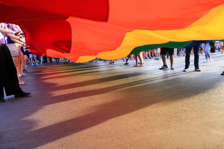 Thessaloniki, Greece - June 25, 2016: Participants and members of the LGBT community during the 5th Gay and Lesbian Pride Festival in Thessaloniki.のeditorial素材