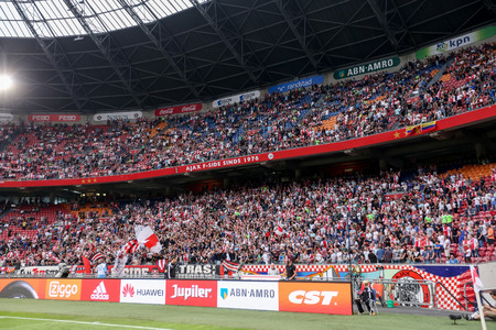 Amsterdam, Netherlands- July 26, 2016: Interior view of the full Amsterdam Arena Stadium during the UEFA Champions League third qualifying round between Ajax vs PAOKのeditorial素材