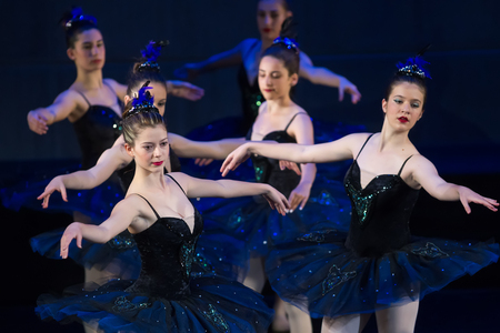 Thessaloniki, Greece, April 26 2016: Unidentified dancers of dance school during performances ballet state theatre of Thessalonikiのeditorial素材