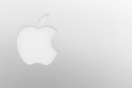 Thessaloniki, Greece - July 30, 2016: Mac Book Pro laptop computer, Apple logo on a brushed aluminum...