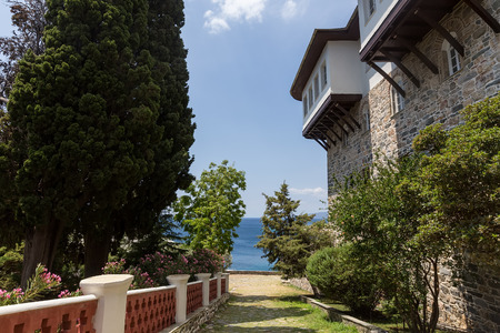 Russian St. Pantaleon Orthodox monastery at Mount Athos, Agion Oros (Holy Mountain), Chalkidiki, Greeceの写真素材