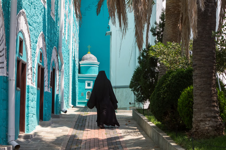 Russian St. Pantaleon Orthodox monastery at Mount Athos, Agion Oros (Holy Mountain), Chalkidiki, Greeceのeditorial素材