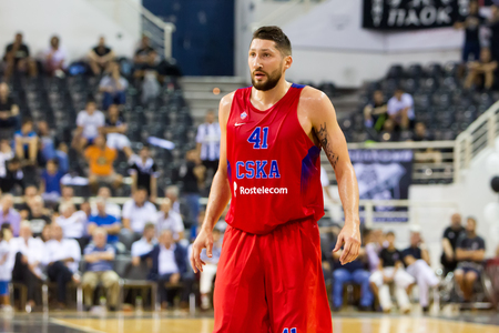 Thessaloniki, Greece - September 8, 2016: Nikita Kurbanov of CSKA in action during the friendly match PAOK vs CSKA Moscowのeditorial素材