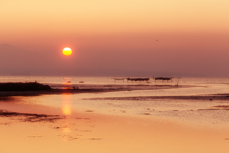 Early morning, magic sunrise over seaの写真素材