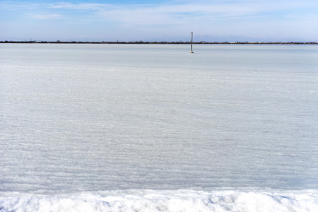 froze the lagoon Kalochori in northern Greeceの写真素材