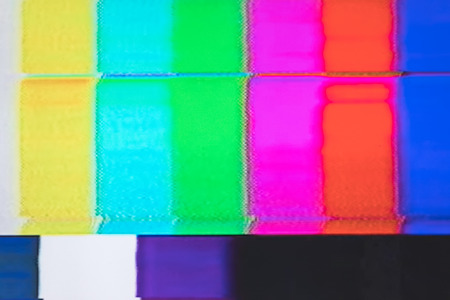 Television screen with static noise caused by bad signal receptionの写真素材