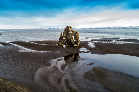Hvitserkur is a spectacular rock in the sea on the Northern coast of Iceland.の写真素材