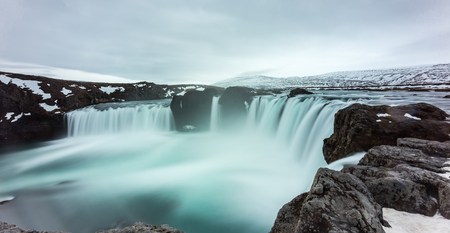 Famous Godafoss is one of the most beautiful waterfalls on the Iceland. It is located on the north of the island. Long exposure using ND filterの写真素材