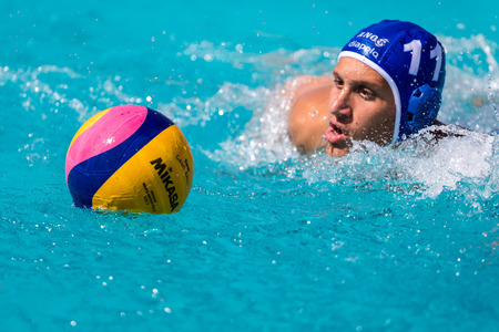 Thessaloniki, Greece May 4, 2017 : The players of the two teams in action during the Greek League water polo game PAOK vs Glifadaのeditorial素材