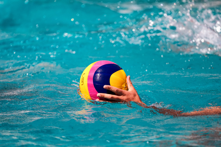 Thessaloniki, Greece May 4, 2017 : The players of the two teams in action during the Greek League water polo game PAOK vs Glifadaのeditorial素材