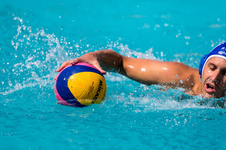 Thessaloniki, Greece May 4, 2017 : The players of the two teams in action during the Greek League water polo game PAOK vs Glifadaのeditorial素材