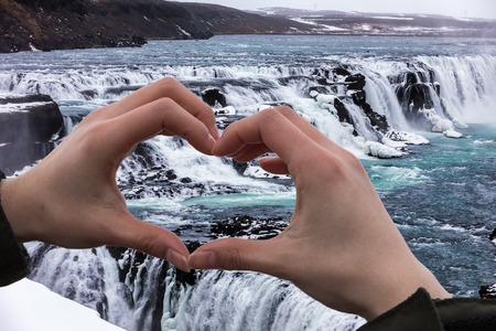 Famous Gullfoss is one of the most beautiful waterfalls on the Iceland. It is located on the South of the iceland.の写真素材