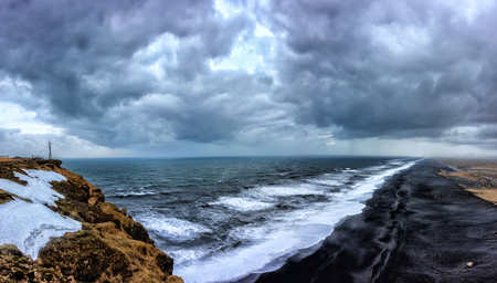 Black Sand Beach, Vik, Icelandの写真素材