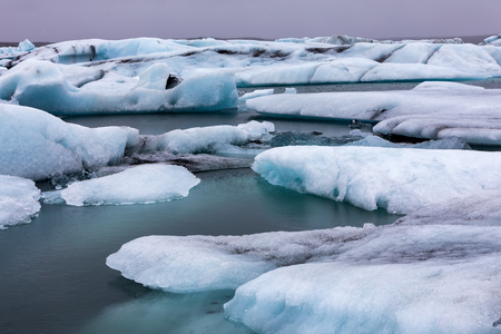 Icebergs floating in Jokulsarlon Lagoon by the southern coast of Icelandのeditorial素材