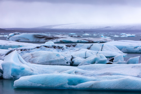 Icebergs floating in Jokulsarlon Lagoon by the southern coast of Icelandの写真素材