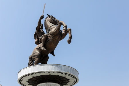Skopje, FYROM - August 8, 2017: City center of Skopje, is the capital city of the country, FYROM. Ît is the country's political, cultural, economic, and academic center. Alexander the Great Monumentのeditorial素材
