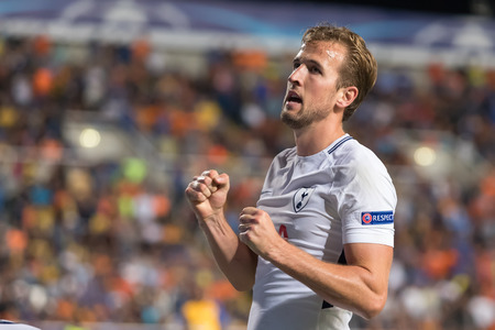 Nicosia, Cyprus - Semptember 26, 2017: Player of Tottenham Harry Kane in action during the UEFA Champions League game between APOEL VS Tottenham Hotspurのeditorial素材