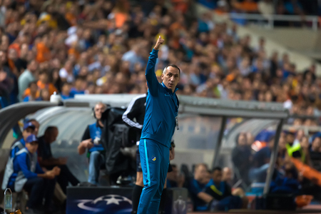 Nicosia, Cyprus - Semptember 26, 2017: Coach of APOEL Giorgos Donis during the UEFA Champions League game between APOEL VS Tottenham Hotspurのeditorial素材
