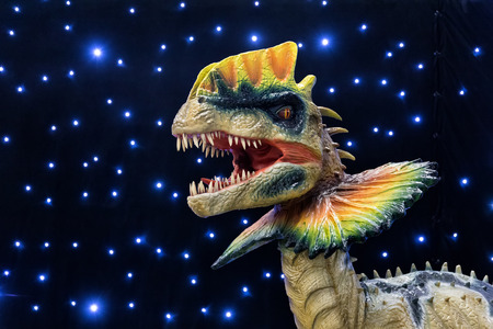 realistic of beautiful dinosaur model in the theme park in Thessaloniki