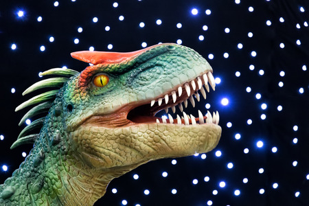 realistic of beautiful dinosaur model in the theme park in Thessalonikiのeditorial素材