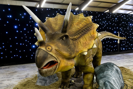 realistic of beautiful dinosaur model in the theme park in Thessalonikiのeditorial素材