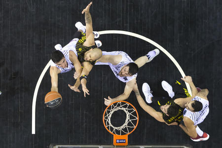 Thessaloniki, Greece, November 11, 2017: Some players in action during the Greek Basket League game...