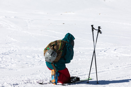 Vasilitsa, Greece - January 5, 2018: Skiers enjoy the snow at Ski Resort Vasilitsa in the mountain range of Pindos, in Greece. The ski resorts currently has 5 lifts and 16 ski trailsのeditorial素材