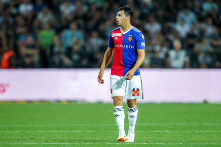 Thessaloniki, Greece - July 24, 2018: Player of Basel Blas Riveros in action during the UEFA Champions League Second qualifying round , 1st  match between PAOK vs Basel played at Toumba Stadiumのeditorial素材