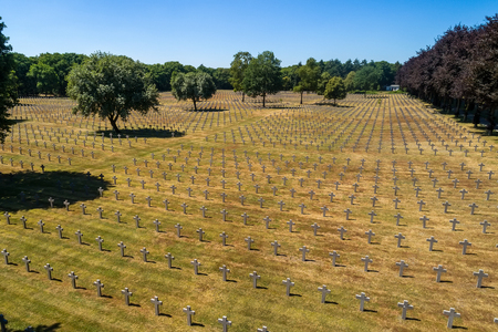 Ysselsteyn, Netherlands - June 29, 2018: Aerial view of Ysselsteyn is the largest German war cemetery in the world containing the graves of 31,598 German war dead, during World War II.のeditorial素材