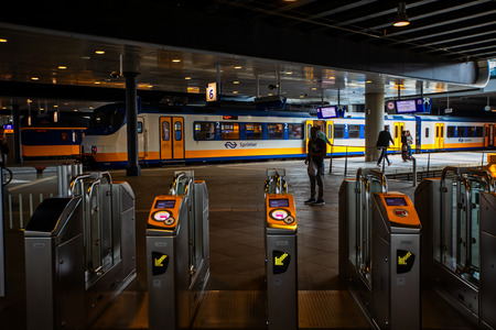 Hague, Netherlands - July 6, 2018: The Hague central train station in the Netherlands.のeditorial素材
