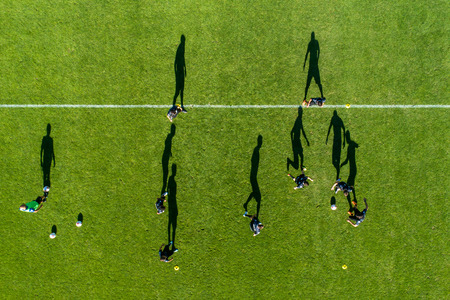 Horst, Netherlands - JULY 14, 2018: aerial view from the sport center of Horst of the Netherlands during the training of the PAOK teamのeditorial素材