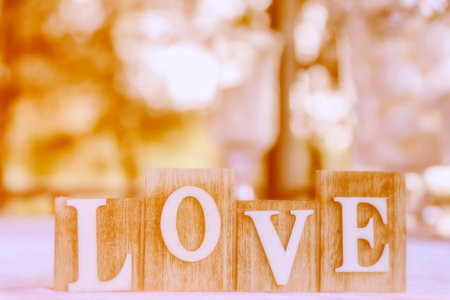 Wooden letters love. LOVE word. Vintage LOVEの写真素材