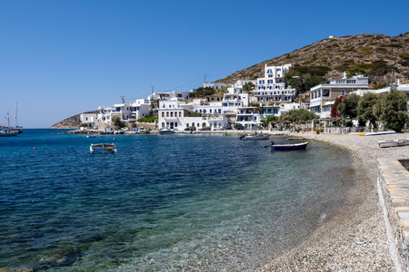 Amorgos, Greece - July 31, 2018: view from a part of Katapola in Amorgos island, Greeceのeditorial素材