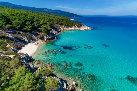 Kavourotrypes or Orange is a small paradise of small beaches located between Armenistis and Platanitsi in Sithonia, Chalkidiki, Greeceの写真素材