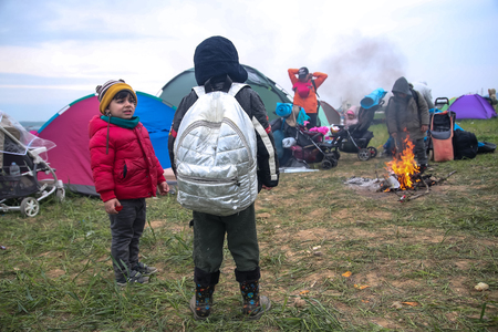 Thessaloniki, Greece - April 5, 2019: Hundreds of migrants and refugees gathered following anonymous social media calls to walk until the Northern borders of Greece to pass to Europe.のeditorial素材