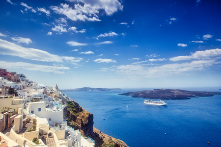 Oia village in Santorini island in Greeceの写真素材