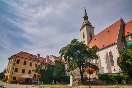 Bratislava, Slovakia - August 22, 2019: Antique building view in Old Town Bratislava, Slovakia