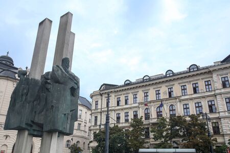 Bratislava, Slovakia - August 21, 2019: Antique building view in Old Town Bratislava, Slovakia