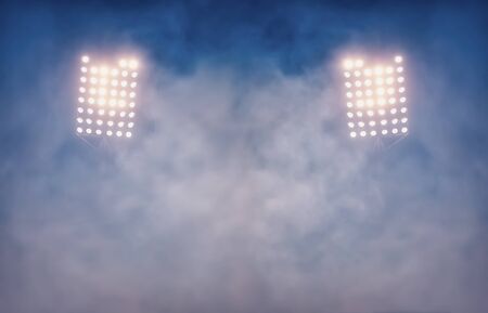 soccer stadium lights reflectors with smoke. football fieldの写真素材