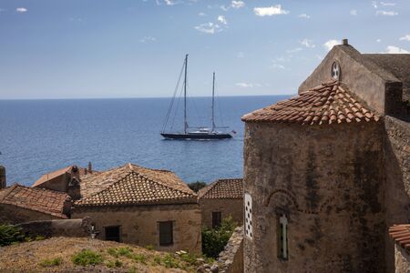 View of the old town of Monemvasia in Lakonia of Peloponnese, Greece.

の写真素材