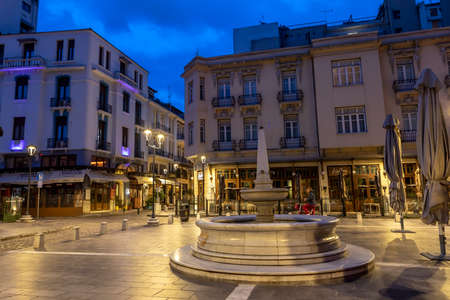 Thessaloniki, Greece - March 25, 2020: A view of closed shops in historical centre at Thessaloniki's during lock down imposed by the government to prevent the further spread of the coronavirusのeditorial素材