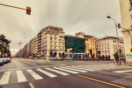 Thessaloniki, Greece - April 1, 2020: A view of empty streets, parks, squares and attractions in Thessaloniki after Greece imposed a lockdown to slow down the spread of the coronavirus diseaseのeditorial素材